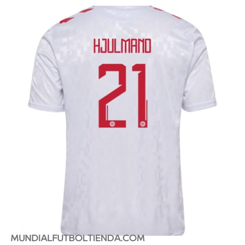 Camiseta Dinamarca Morten Hjulmand #21 Segunda Equipación Replica Eurocopa 2024 mangas cortas